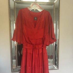 Vince Camuto Burnt Orange Silk Dress Sz4